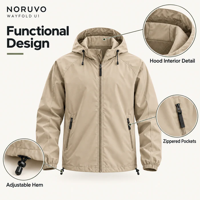 NORUVO 男士轻量连帽夹克 L03:结构细节,完整作品